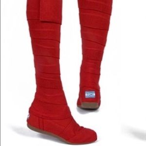TOMS Red Bandage Boots size 6.5